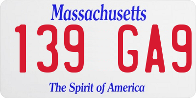 MA license plate 139GA9