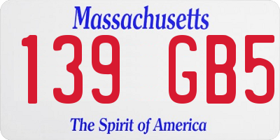 MA license plate 139GB5
