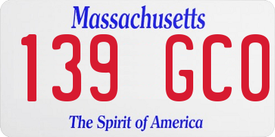 MA license plate 139GC0