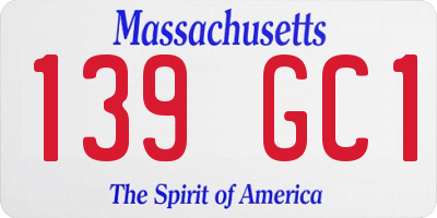 MA license plate 139GC1