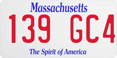 MA license plate 139GC4