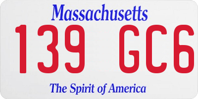 MA license plate 139GC6