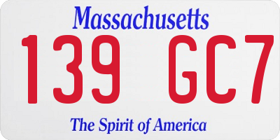 MA license plate 139GC7