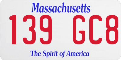 MA license plate 139GC8