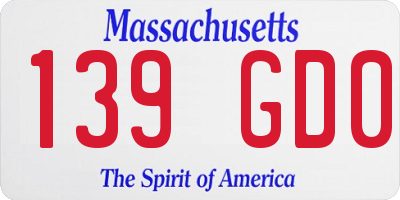 MA license plate 139GD0