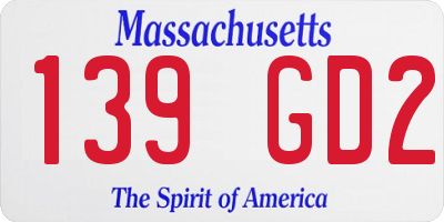 MA license plate 139GD2