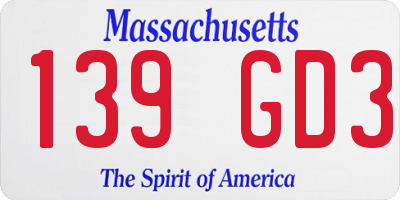 MA license plate 139GD3