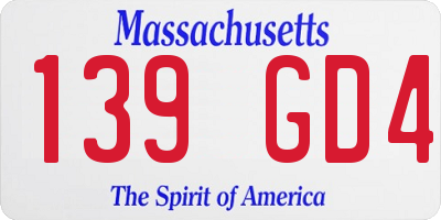 MA license plate 139GD4