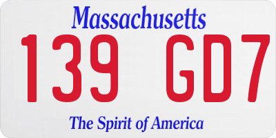 MA license plate 139GD7