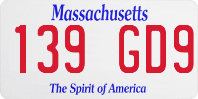 MA license plate 139GD9