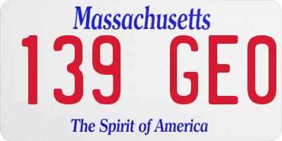 MA license plate 139GE0