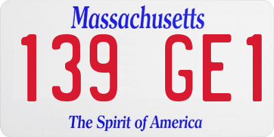 MA license plate 139GE1
