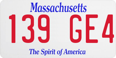 MA license plate 139GE4