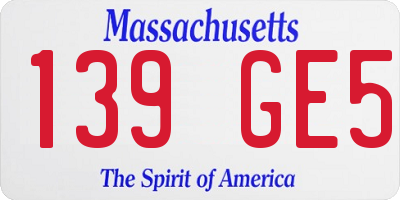 MA license plate 139GE5