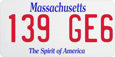 MA license plate 139GE6