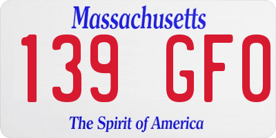 MA license plate 139GF0