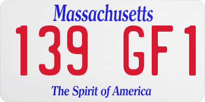 MA license plate 139GF1