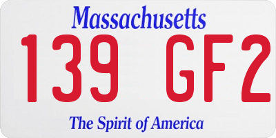 MA license plate 139GF2