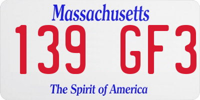 MA license plate 139GF3