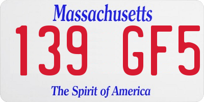 MA license plate 139GF5