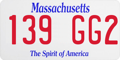 MA license plate 139GG2