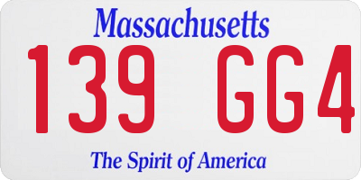 MA license plate 139GG4