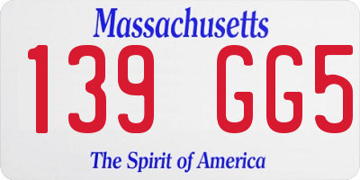 MA license plate 139GG5