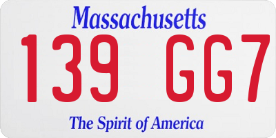 MA license plate 139GG7