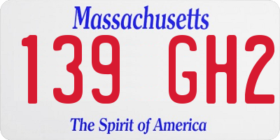 MA license plate 139GH2