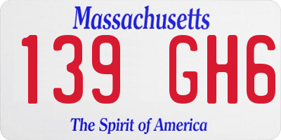 MA license plate 139GH6