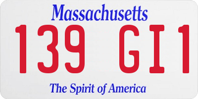 MA license plate 139GI1
