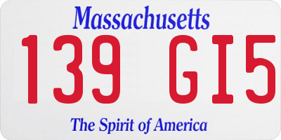 MA license plate 139GI5