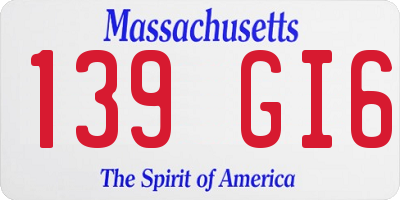 MA license plate 139GI6