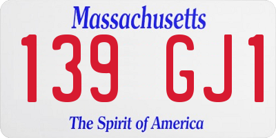 MA license plate 139GJ1