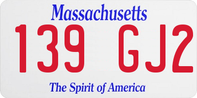 MA license plate 139GJ2