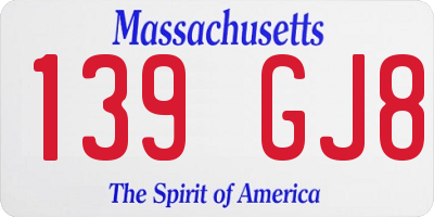MA license plate 139GJ8