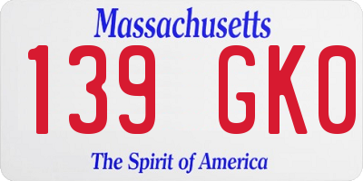 MA license plate 139GK0