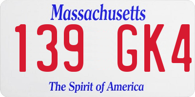 MA license plate 139GK4