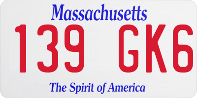 MA license plate 139GK6