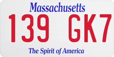 MA license plate 139GK7