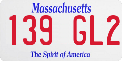 MA license plate 139GL2