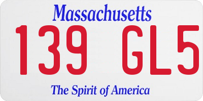 MA license plate 139GL5