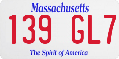 MA license plate 139GL7