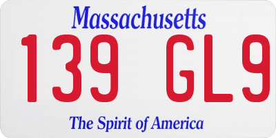 MA license plate 139GL9