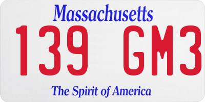 MA license plate 139GM3