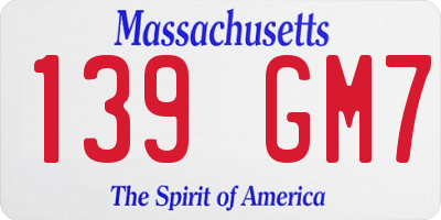 MA license plate 139GM7