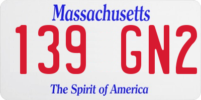 MA license plate 139GN2