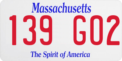 MA license plate 139GO2