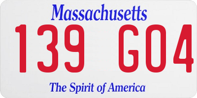 MA license plate 139GO4