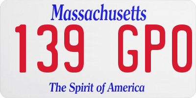MA license plate 139GP0